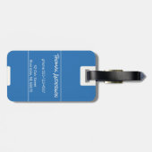 Minimalistisch Ocean Blue mit White Monogram Gepäckanhänger (Rückseite horizontal)
