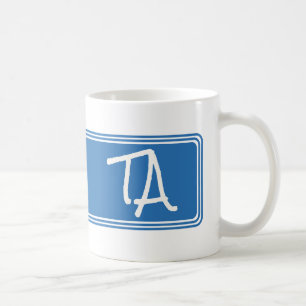 Minimalistisch Ocean Blue mit White Monogram Kaffeetasse