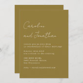 Minimalistisch Ochre-Schreibmaschine Script-Schrif Einladung (Vorne/Hinten)