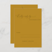 Minimalistisch Ochre Yellow Boho Script Wedding RSVP Karte (Vorne/Hinten)