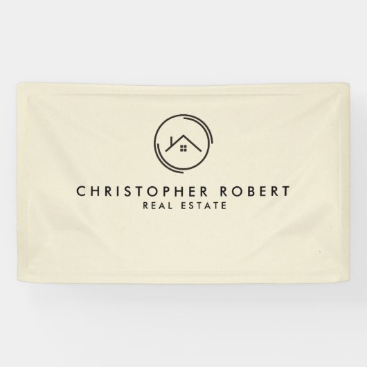 Minimalistisch Off White Real Anwesen Banner (Horizontal)
