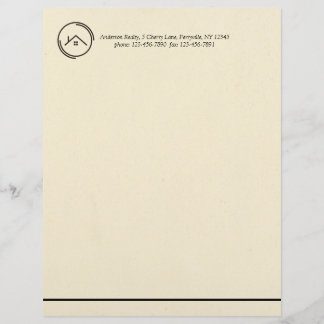 Minimalistisch Off White Real Anwesen Briefbogen