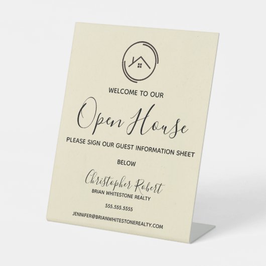 Minimalistisch Off White Real Anwesen Sockelschild (Vorderseite)