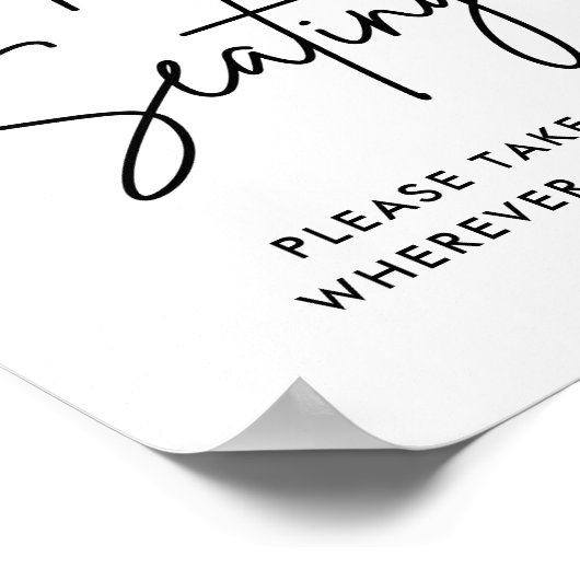 Minimalistisch offenes Sitzzeichen, Sitzsuche Poster (Ecke)