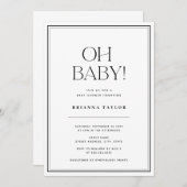 Minimalistisch Oh Baby Black & White Baby Dusche Einladung (Vorne/Hinten)