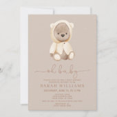 Minimalistisch Oh Baby Brown Bear Baby Dusche Einladung (Vorderseite)