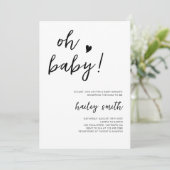 Minimalistisch Oh Baby Dusche Einladung (Stehend Vorderseite)