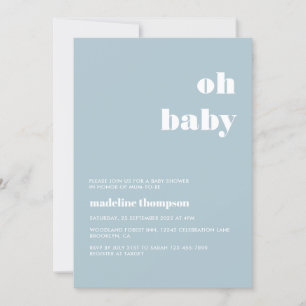 Minimalistisch Oh Baby Pastel Blue Baby Dusche Einladung