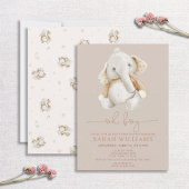 Minimalistisch Oh Boy Elephant Braun Babydusche Einladung