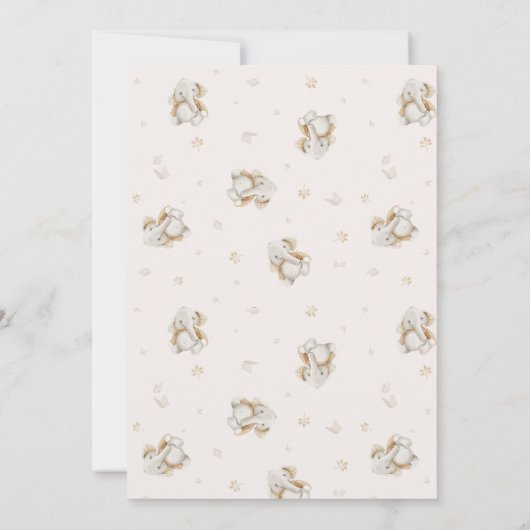 Minimalistisch Oh Boy Elephant Braun Babydusche Einladung (Rückseite)