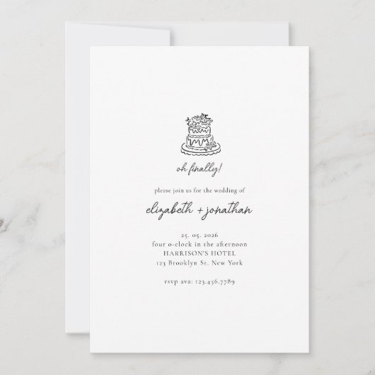 Minimalistisch Oh Final Script Wedding Einladung (Vorderseite)