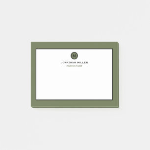 Minimalistisch-Olive-Classic-Monogramm Post-it Klebezettel