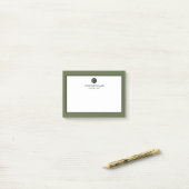 Minimalistisch-Olive-Classic-Monogramm Post-it Klebezettel (Auf Schreibtisch)