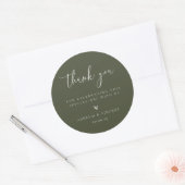 Minimalistisch Olive Green Wedding Vielen Dank Runder Aufkleber (Umschlag)