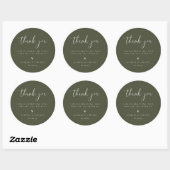 Minimalistisch Olive Green Wedding Vielen Dank Runder Aufkleber (Blatt)