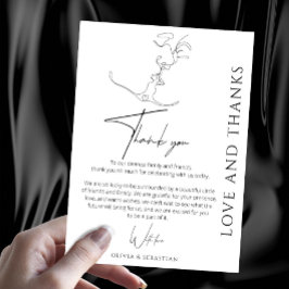 Minimalistisch One Line Art Kissing Couple Wedding Dankeskarte