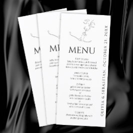 Minimalistisch One Line Art Kissing Couple Wedding Menükarte