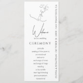 Minimalistisch One Line Art Kissing Couple Wedding Programm (Vorderseite)