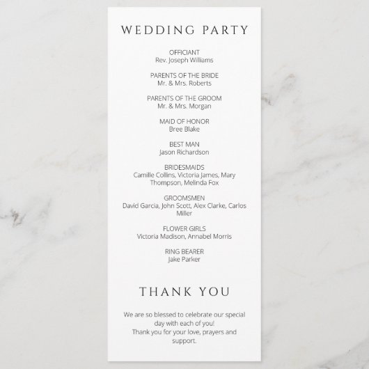 Minimalistisch One Line Art Kissing Couple Wedding Programm (Rückseite)