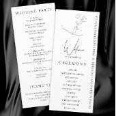 Minimalistisch One Line Art Kissing Couple Wedding Programm