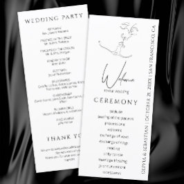 Minimalistisch One Line Art Kissing Couple Wedding Programm