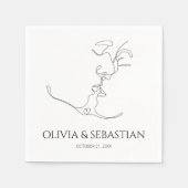 Minimalistisch One Line Art Kissing Couple Wedding Serviette (Vorderseite)