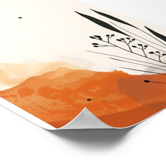 Minimalistisch Orange Botanical Boho Poster (Ecke)