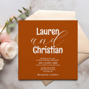 Minimalistisch Orange Burnt Scripture Wedding