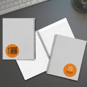 Minimalistisch Orange Dot Initials Grau Notizblock