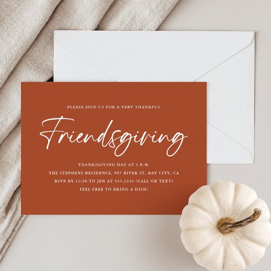 Minimalistisch Orange Friendsgiving Einladung