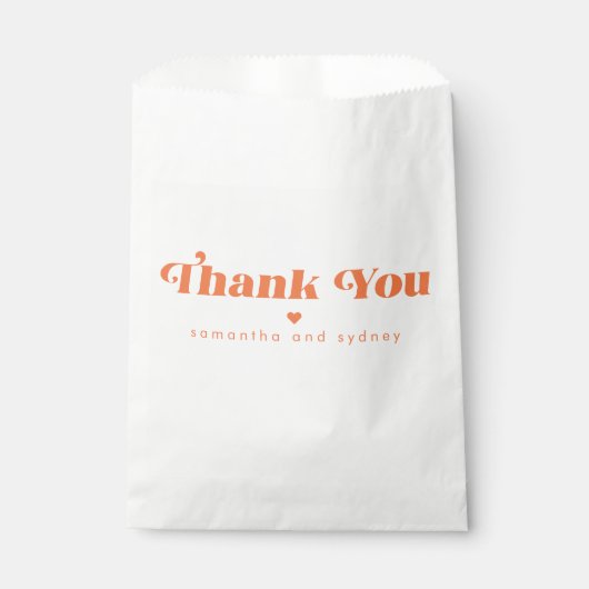 Minimalistisch Orange Retro Typografy Name Danke Geschenktütchen (Vorderseite)
