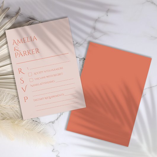 Minimalistisch Orange Wedding RSVP