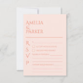 Minimalistisch Orange Wedding RSVP Karte (Vorderseite)