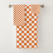 Minimalistisch Orange White Checked Badhandtuch Set (Insitu)