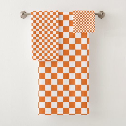 Minimalistisch Orange White Checked Badhandtuch Set (Insitu)