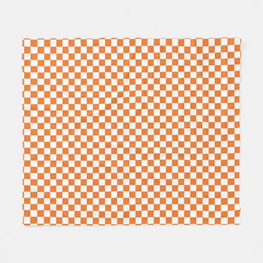 Minimalistisch Orange White Checked Fleecedecke (Vorderseite (Horizontal))
