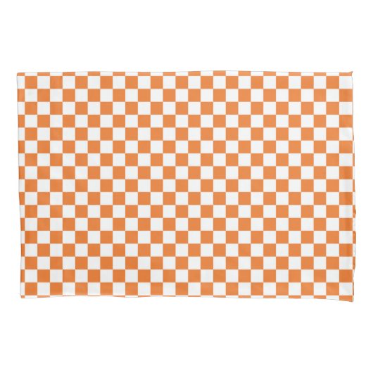 Minimalistisch Orange White Checked Kissenbezug (Vorderseite)