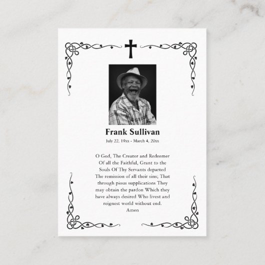 Minimalistisch-orthodoxe Foto-Gedenkkarte Platzkarte (Rückseite)