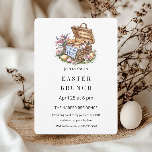 Minimalistisch-Osterzweig Picnic Einladung