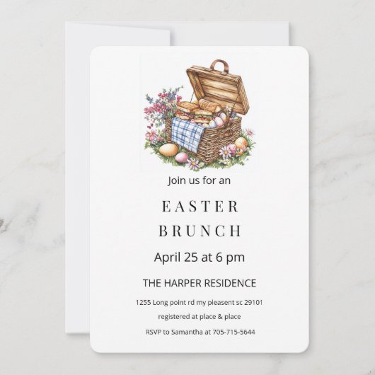 Minimalistisch-Osterzweig Picnic Einladung (Vorderseite)