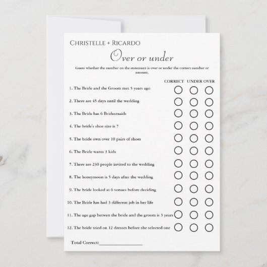 Minimalistisch Over oder unter Brautparty Ankündigung (Vorderseite)