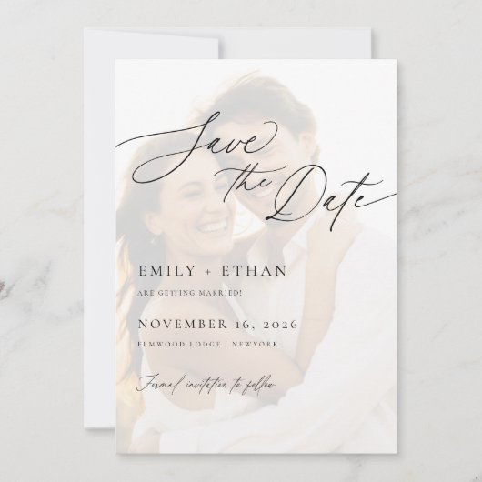 Minimalistisch Overlay Foto Digitale Hochzeit Save The Date (Vorderseite)