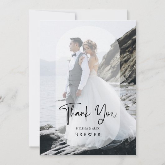 Minimalistisch Overlay Transparente Oval Foto Hoch Dankeskarte (Vorderseite)
