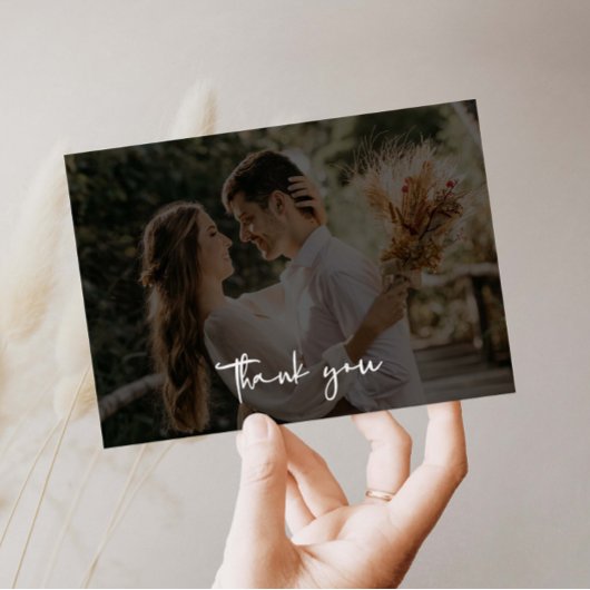 Minimalistisch Overlay Wedding Foto Dankeschön-Kar Dankeskarte