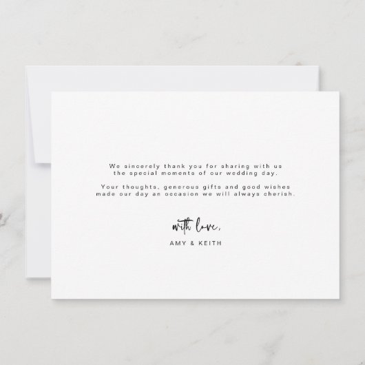 Minimalistisch Overlay Wedding Foto Dankeschön-Kar Dankeskarte (Rückseite)