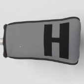 Minimalistisch Oversified Initial Gray and Black Golf Headcover (Vorderseite)