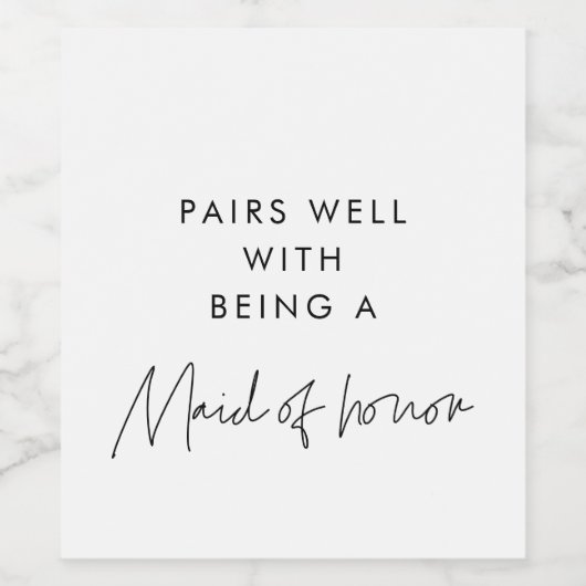 Minimalistisch Pairs gut mit Trauzeugin Weinetikett (Einzelnes Label)