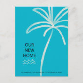 Minimalistisch Palm Tree Aqua Neue Adresse Ankündigungspostkarte (Vorderseite)
