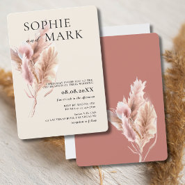 Minimalistisch Pampas Grass Rustic Boho Mauve Pink Einladung