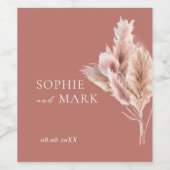 Minimalistisch Pampas Grass Rustic Boho Weinetikett (Einzelnes Label)